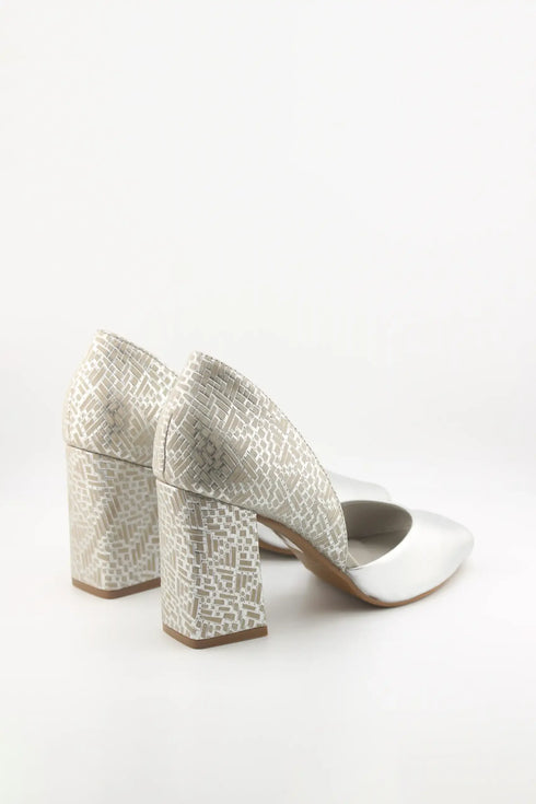 Capelli Rossi Geometric Heel Open-Toe Pumps